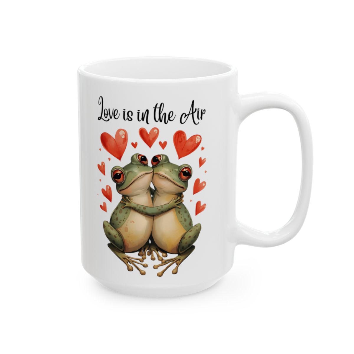 Love is in the Air Frogs Hugging Design Mug