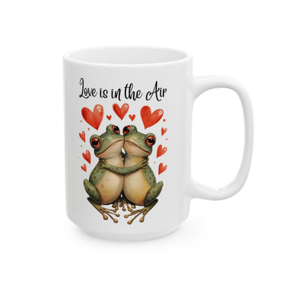 Love is in the Air Frogs Hugging Design Mug