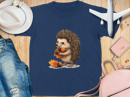 Cute Hedgehog Holding Leaf Autumn T-shirt product type