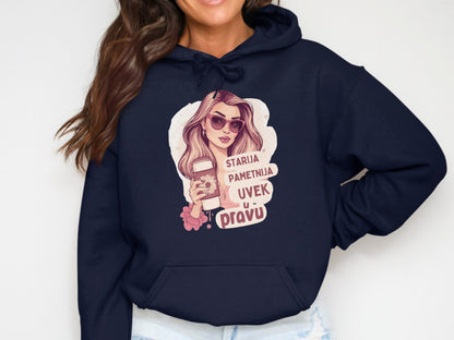 Stylish Hoodie with Trendy Graphic Art on Front