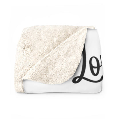 Cozy Love Print Fleece Throw Blanket with Soft Sherpa