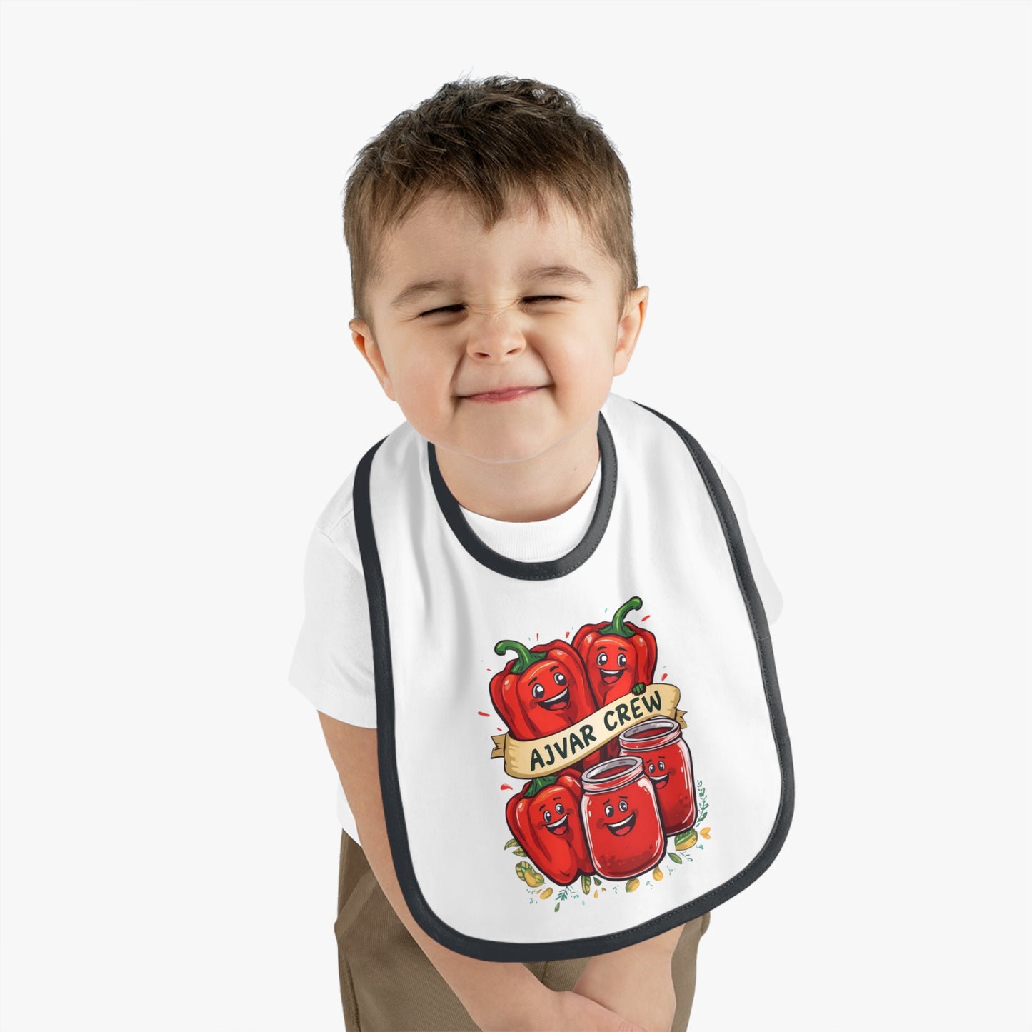 Cute Baby Bib with AJVAR CREW Design, Funny Bib for Toddlers, Baby Shower Gift, Infants' Feeding Accessories, Adorable Kitchen Bib