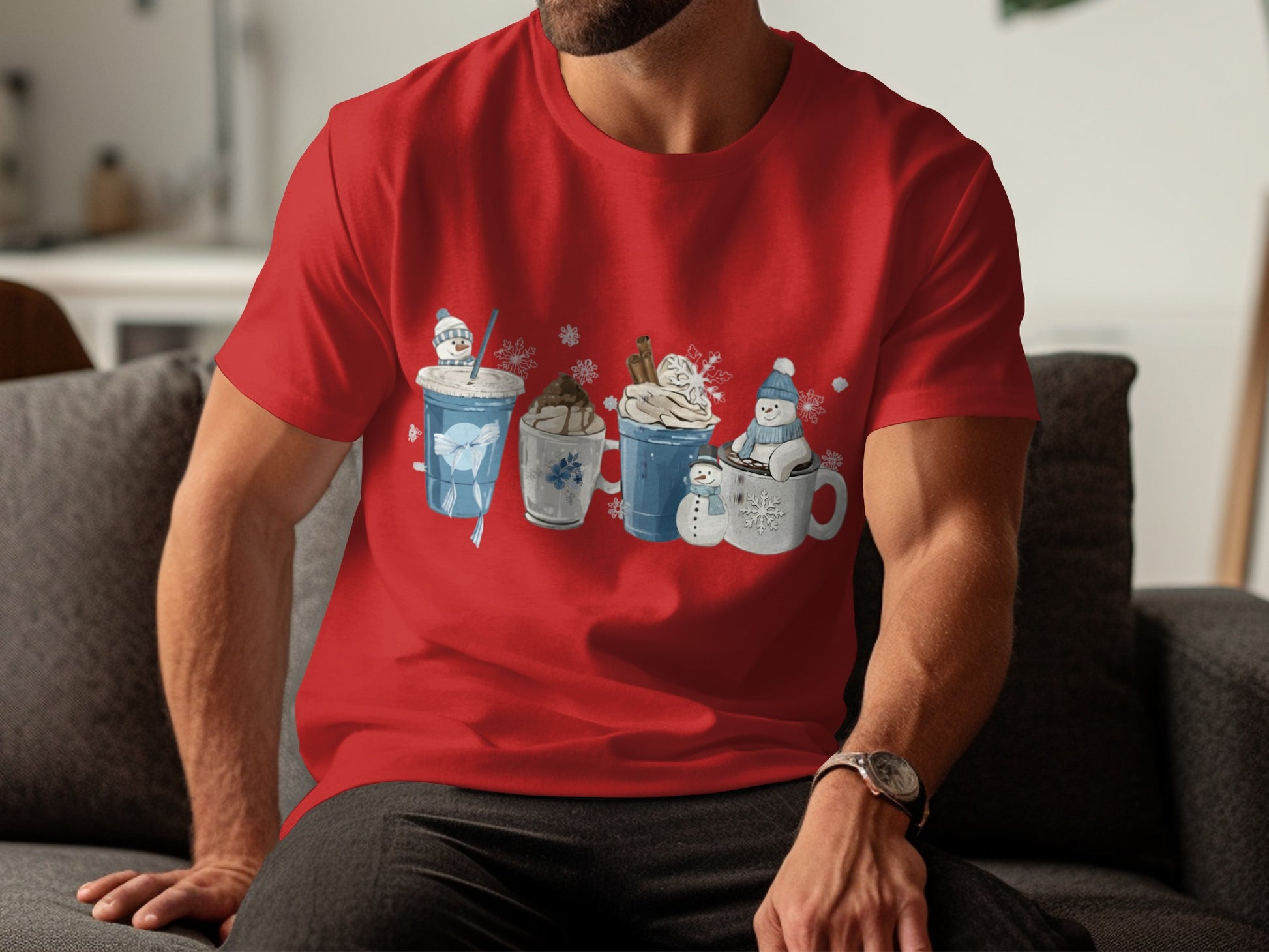 Winter Holiday Themed Mug Design Red Tshirt