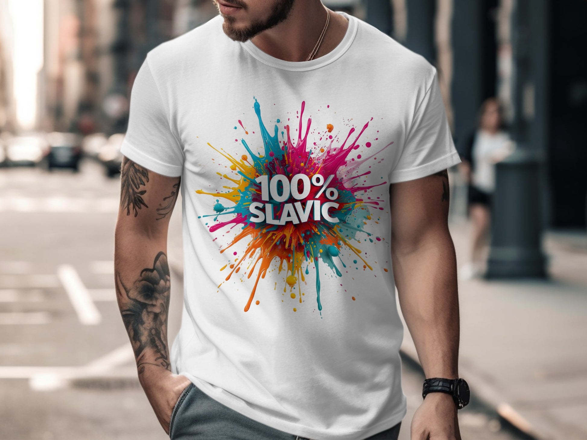 Colorful Splash 100% SLAVIC Graphic T-shirt product type