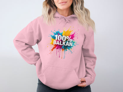 100% BALKAN Colorful Splash Design Pink Hoodie product type