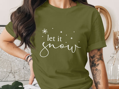 Let It Snow Slogan Short Sleeve Casual Tee Shirt