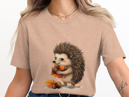 Cute Hedgehog Collecting Acorns Graphic T-shirt product