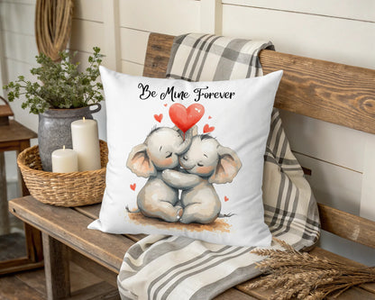 Be Mine Forever Elephant Couple Romantic Pillow