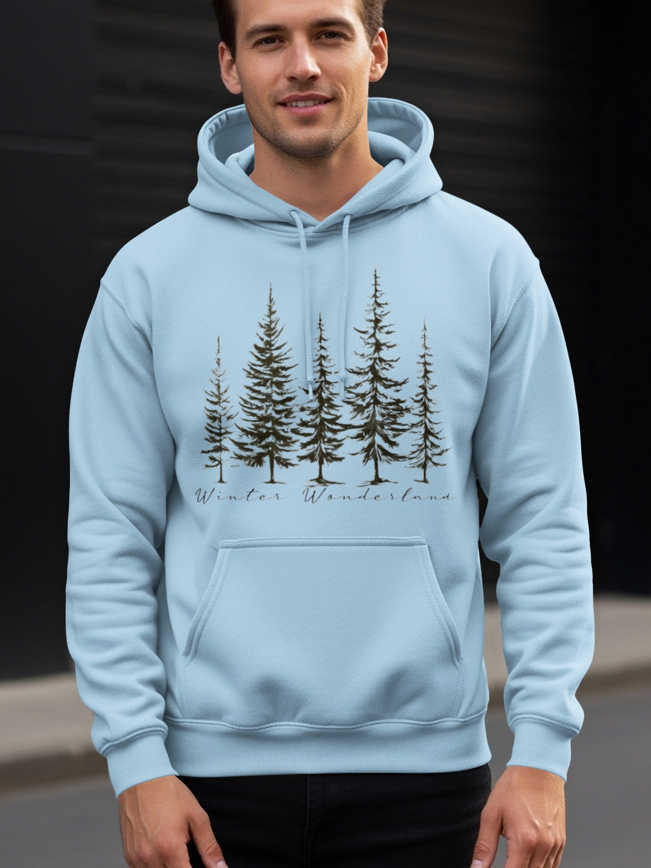 Winter Wonderland Pine Trees Design Hoodie