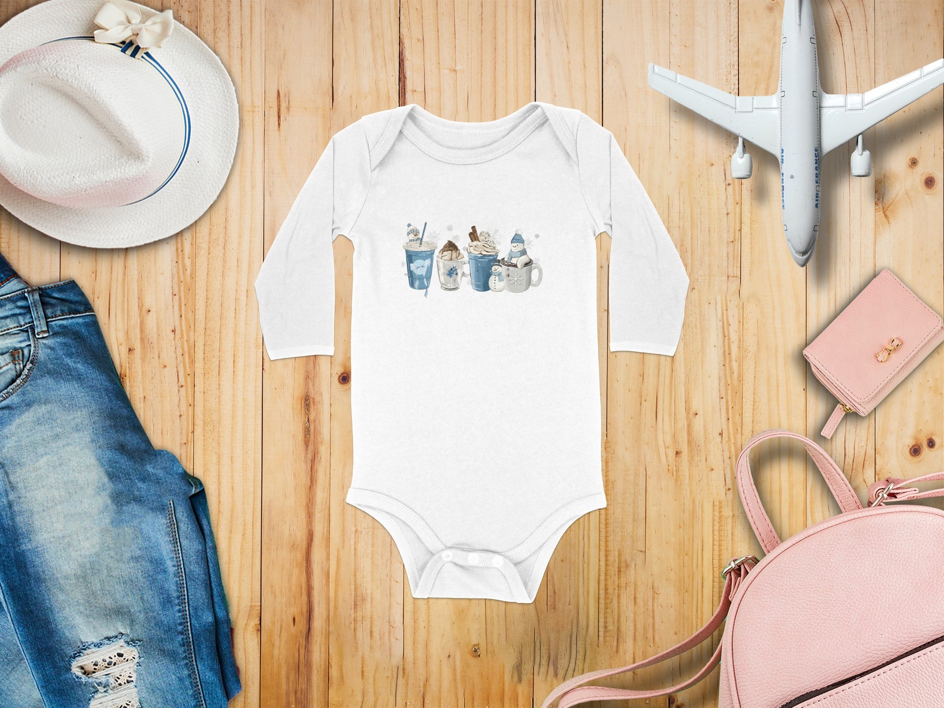 Adorable Bunny Pilots Long Sleeve Baby Onesie