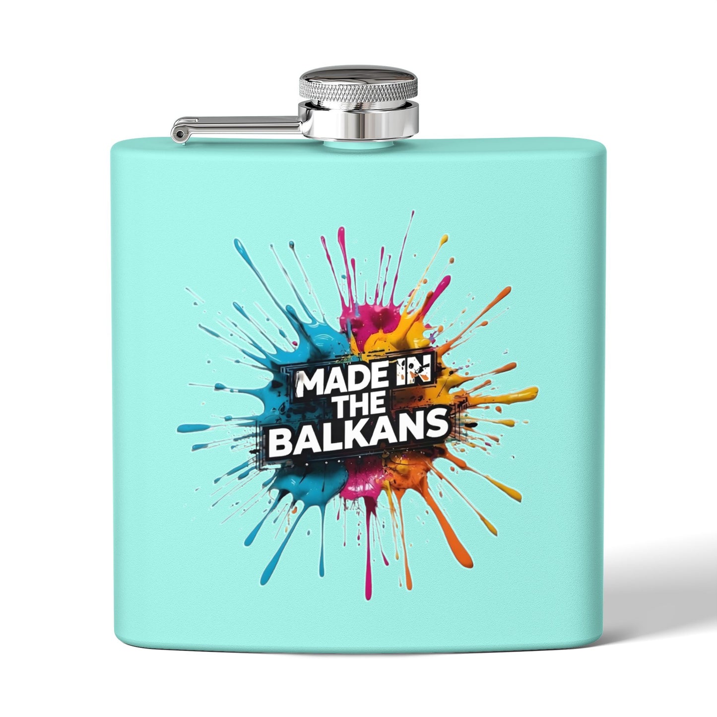 Mint Aqua Colorful Splash Made IN THE Balkans Flask