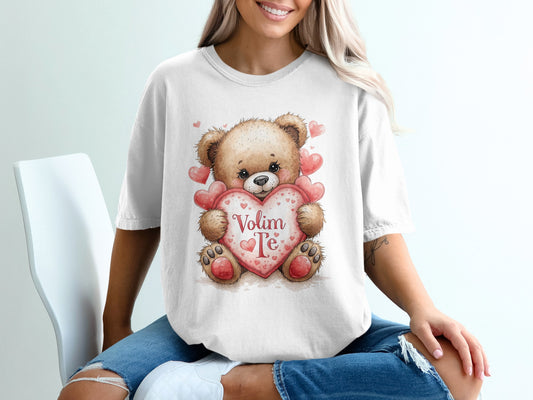 Volim Te Cute Teddy Bear with Hearts T-Shirt