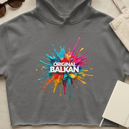 Original Balkan Colorful Paint Splash Crop Hoodie product type
