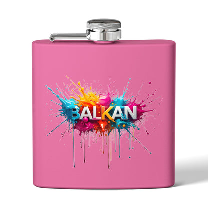 Pink Balkan colorful paint splatters hip flask product type