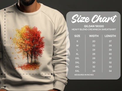 Autumn Tree Printed Heavy Blend Crewneck Sweatshirt product