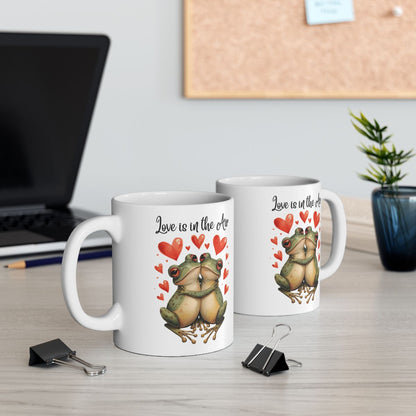 Love is in the Air Frog Couple Mug for Valentine's Day