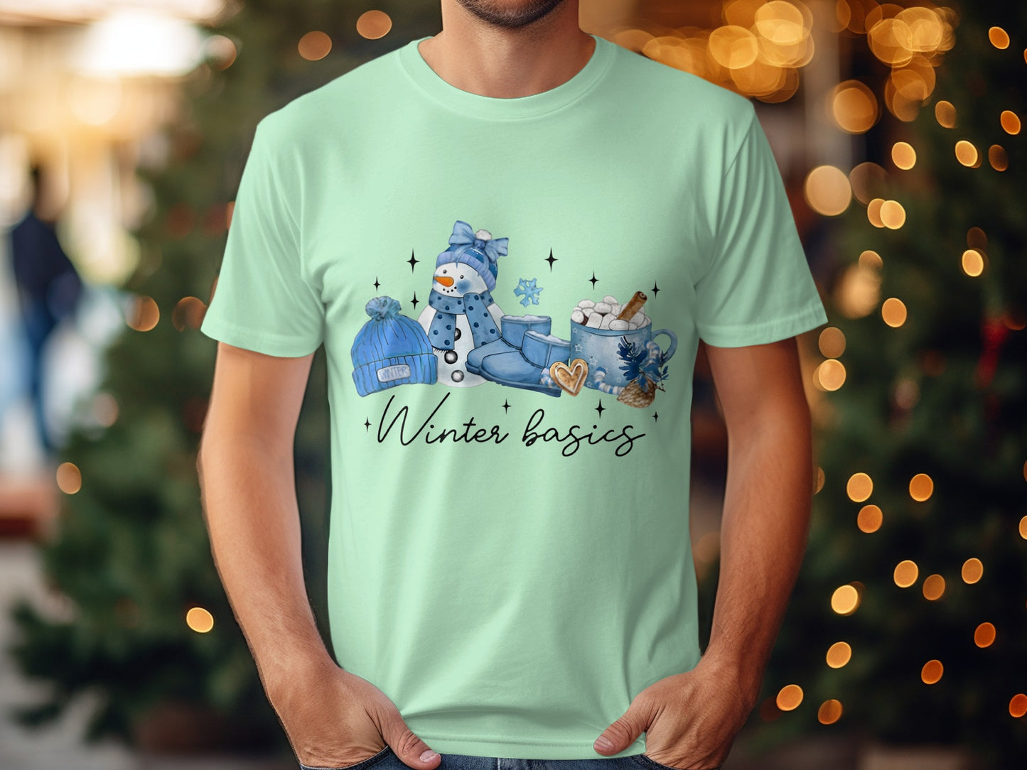 Winter Basics Snowman and Gifts Graphic T-Shirt