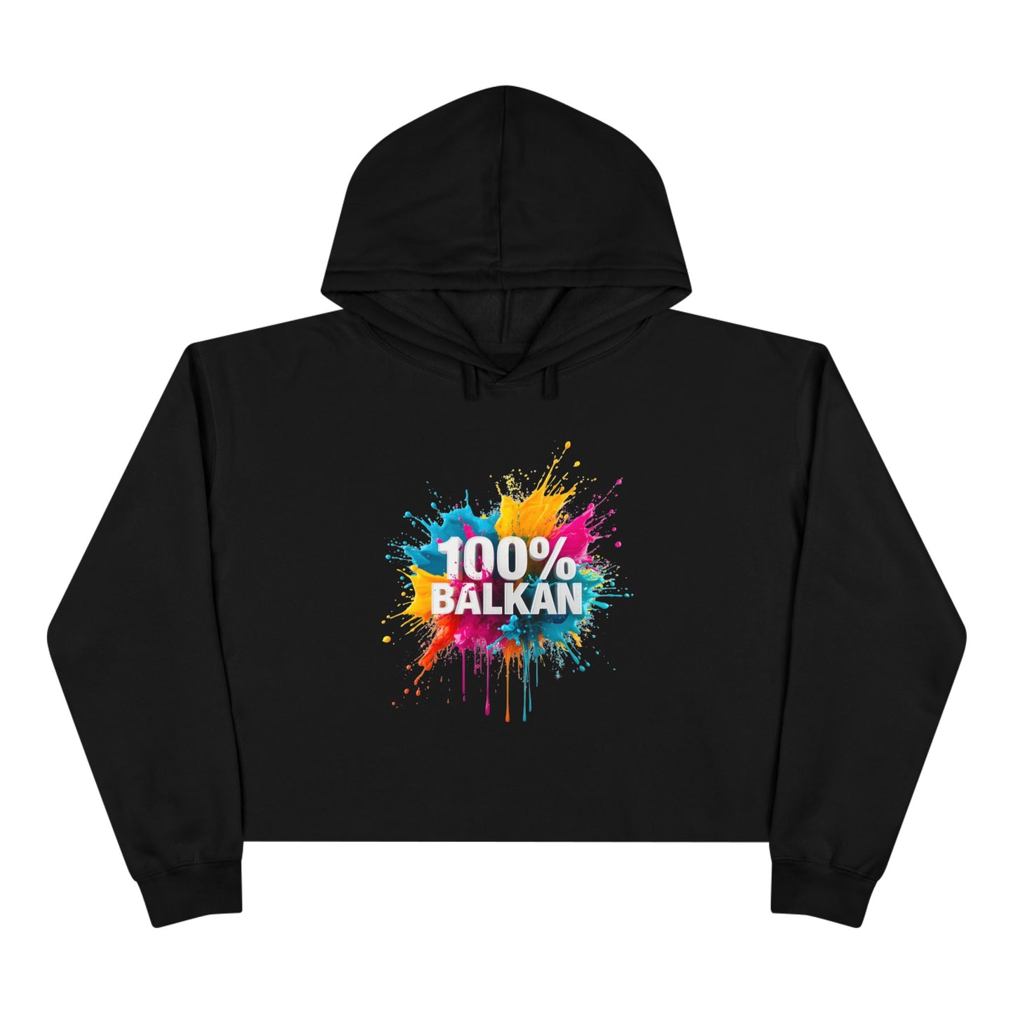 Black Cropped Hoodie 100% Balkan Paint Splatter product type