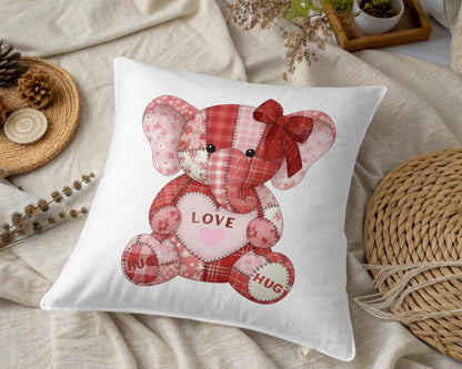 Cute Elephant Love Hug Design Decorative Pillow