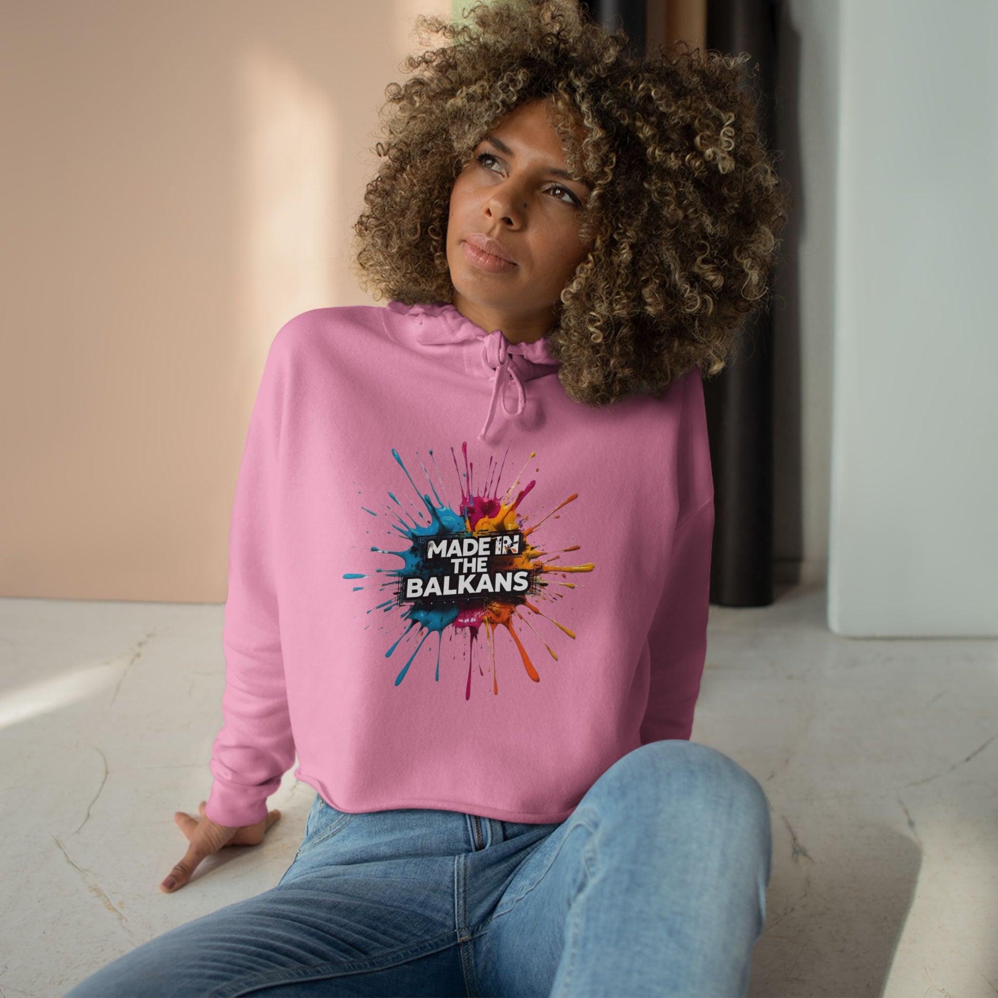 Pink Cropped Hoodie MADE IN THE BALKANS product type