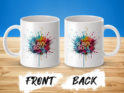 Slavic Soul colorful splash paint design mug product type