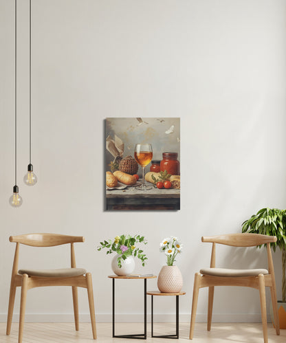 Elegant Still Life Painting with Fruits and Wine product