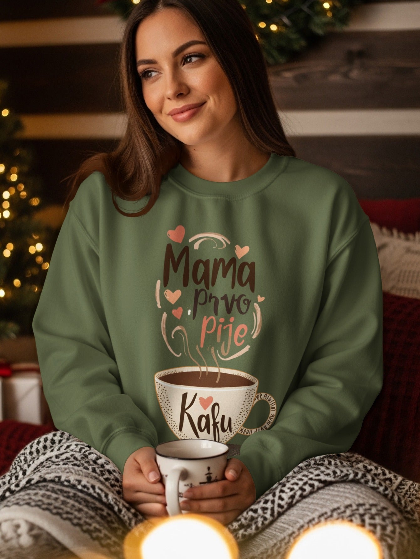 Mama Prvo Pije Kafu Sweatshirt for Cozy Moments