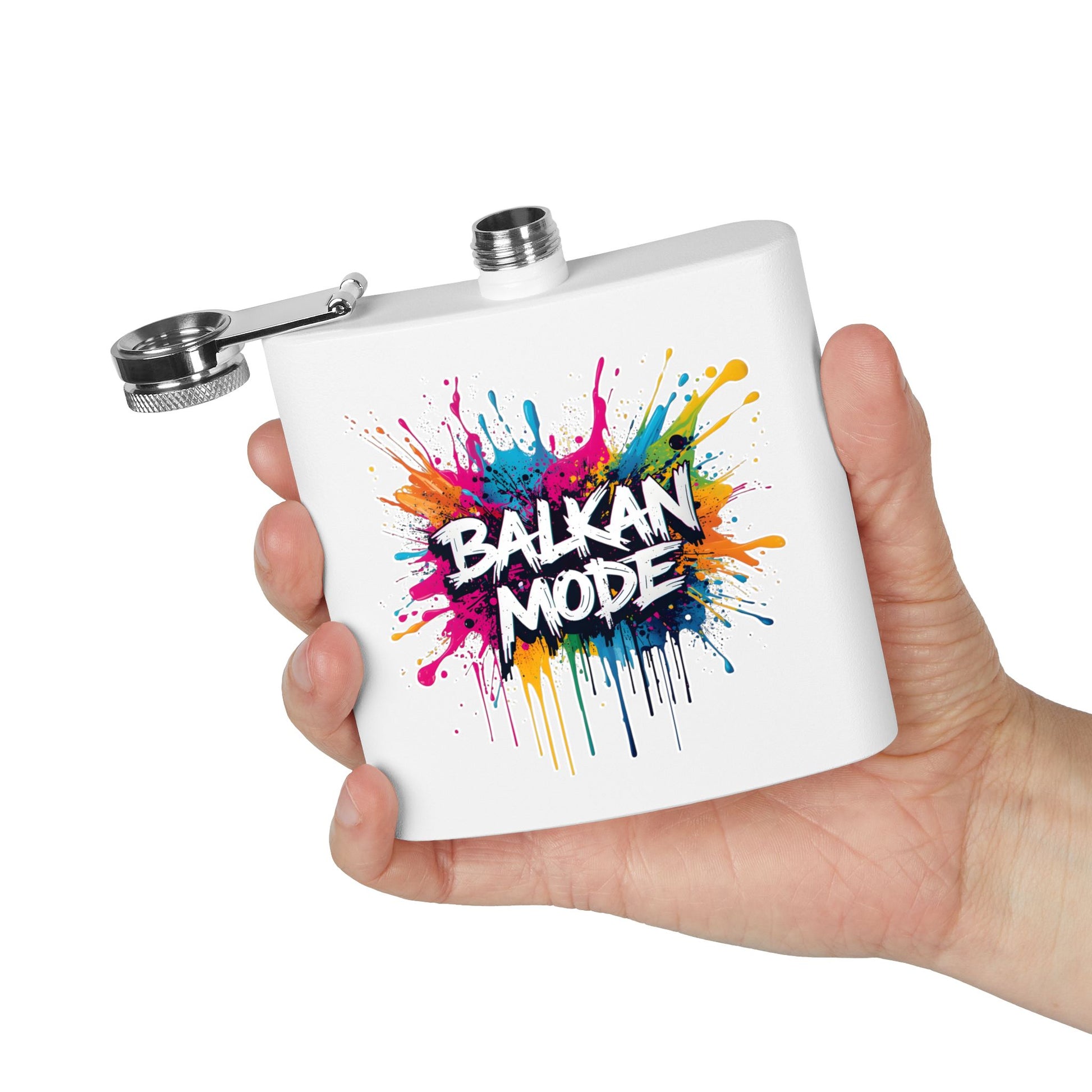 Balkan Mode colorful splash hip flask