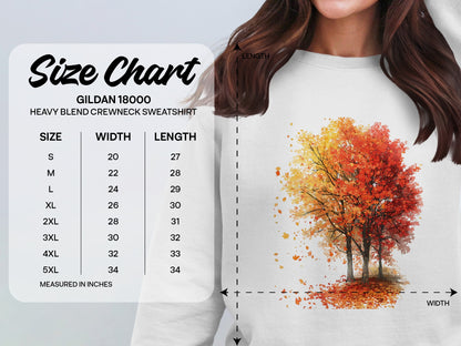 Colorful Autumn Trees Printed Gildan 18000 Sweatshirt product