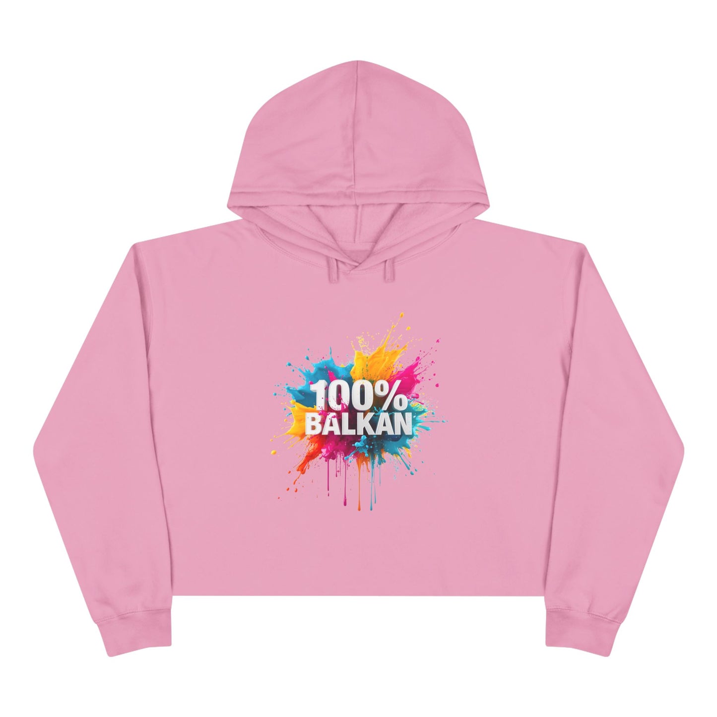 Pink 100% BALKAN design cropped hoodie product type