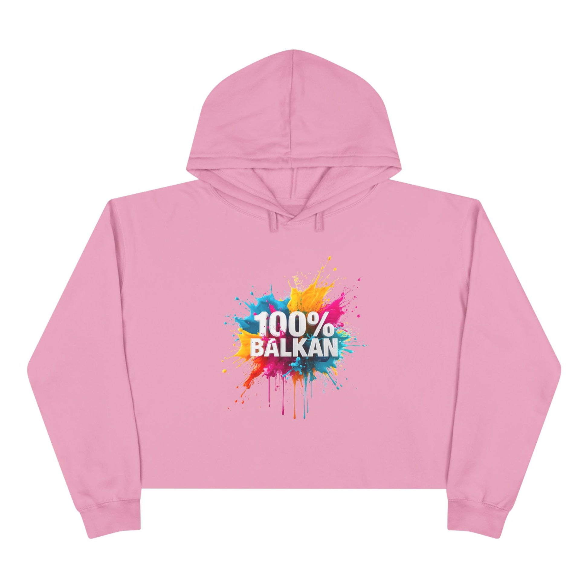 Pink 100% BALKAN design cropped hoodie product type