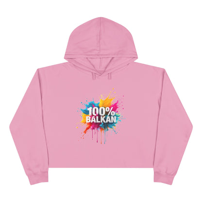 Pink 100% BALKAN design cropped hoodie product type