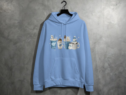 Cozy Winter-Themed Hoodie With Cute Beverage Art