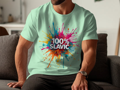 Light Green Colorful Splatter 100% SLAVIC T-shirt product type