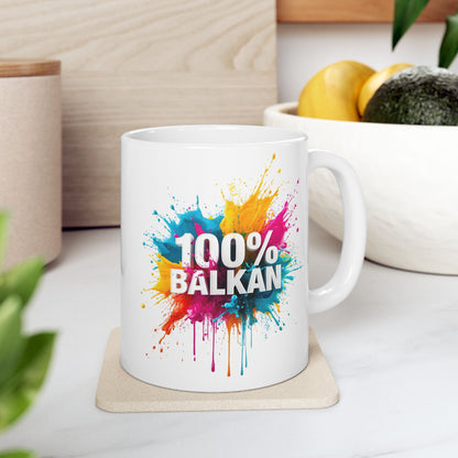 Colorful 100% Balkan Splatter Design White Mug product type