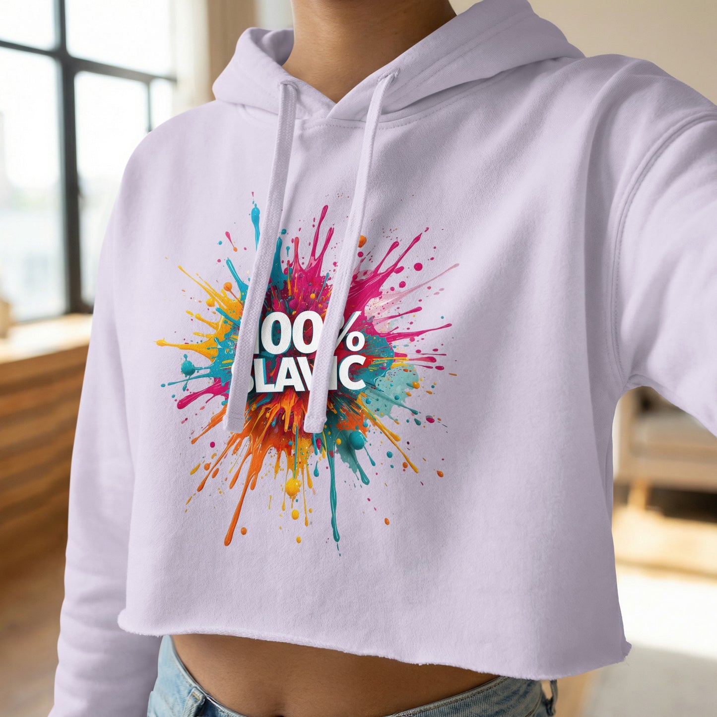 Cropped Hoodie 100% SLAVIC Paint Splatter product type