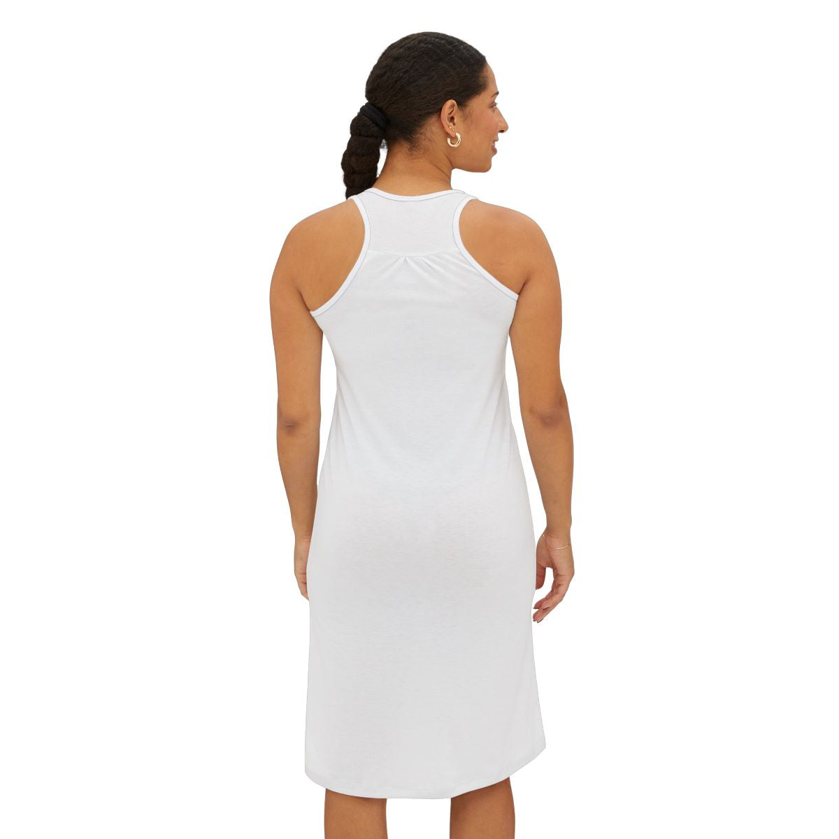 White Sleeveless Dress with Round Neckline product type