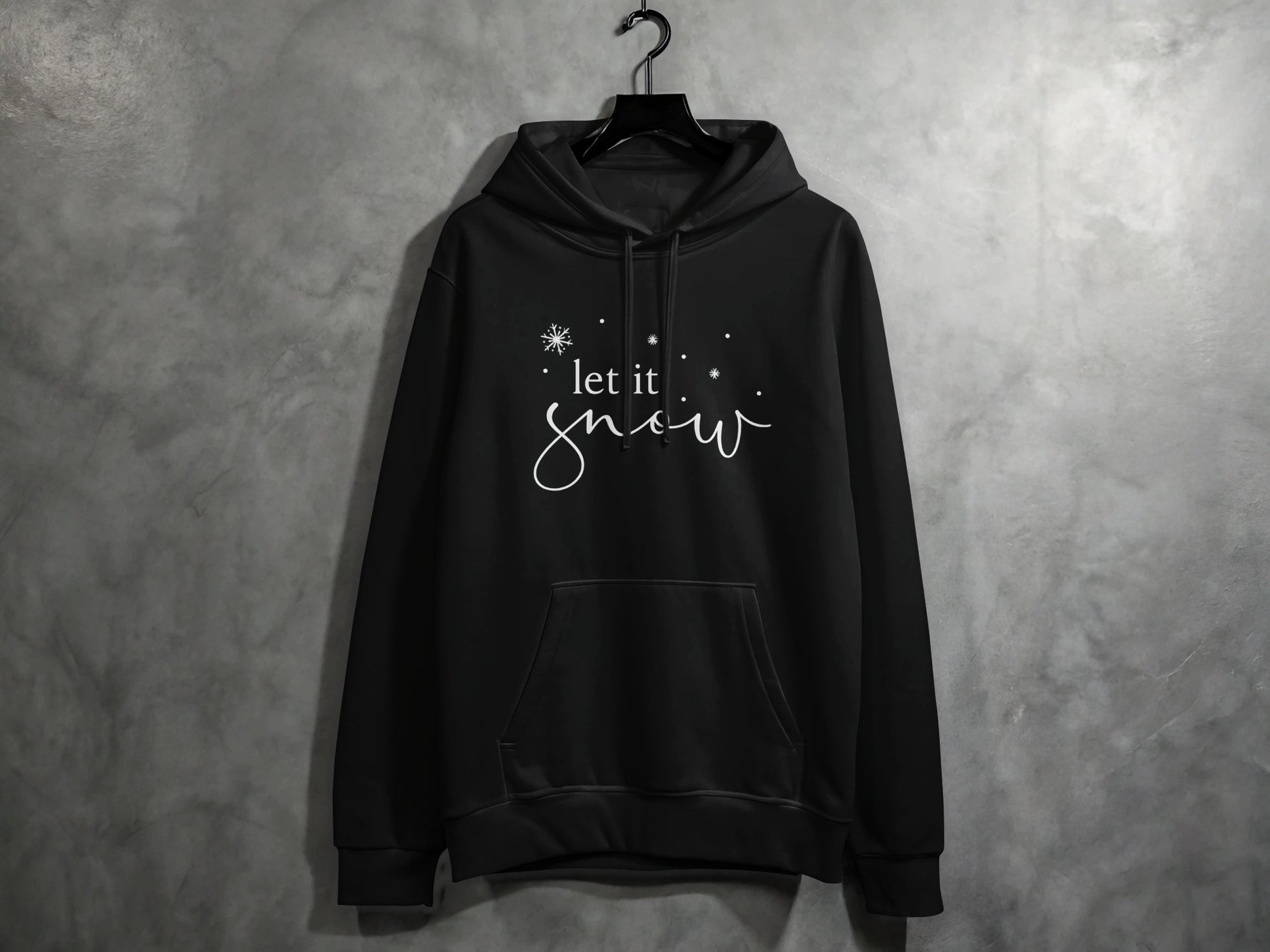 Let It Snow Design Black Hoodie Winter Apparel