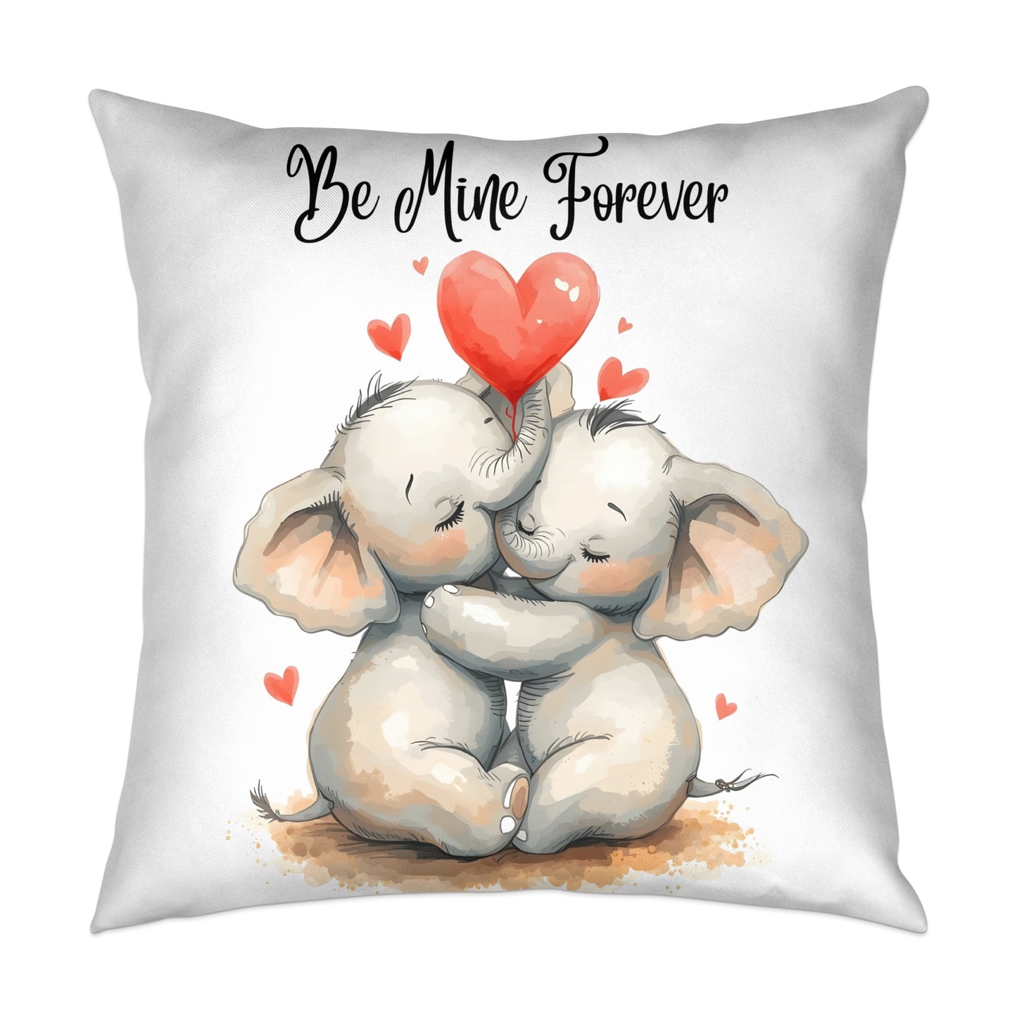 Be Mine Forever Elephants Romantic Throw Pillow
