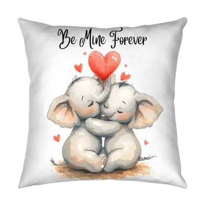 Be Mine Forever Elephants Romantic Throw Pillow