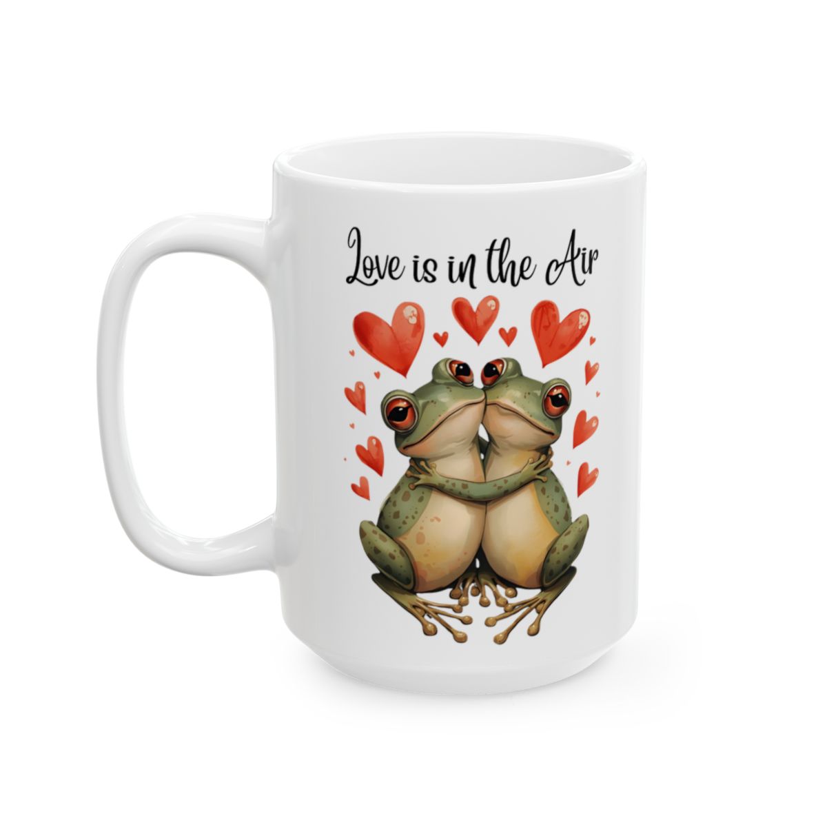 Love is in the Air Frogs Hearts Design Mug