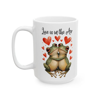 Love is in the Air Frogs Hearts Design Mug