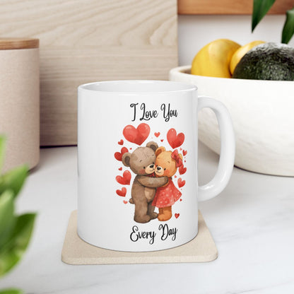 I Love You Every Day Cute Bear Couple Mug for Gift