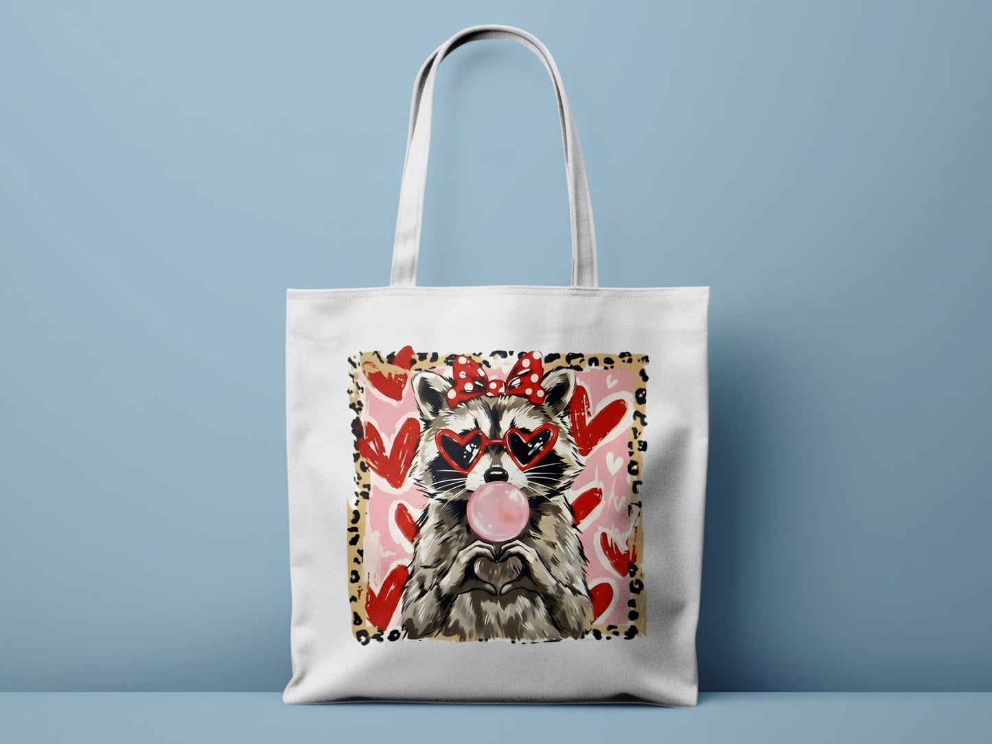 Cute Raccoon with Heart Glasses Tote Bag Product