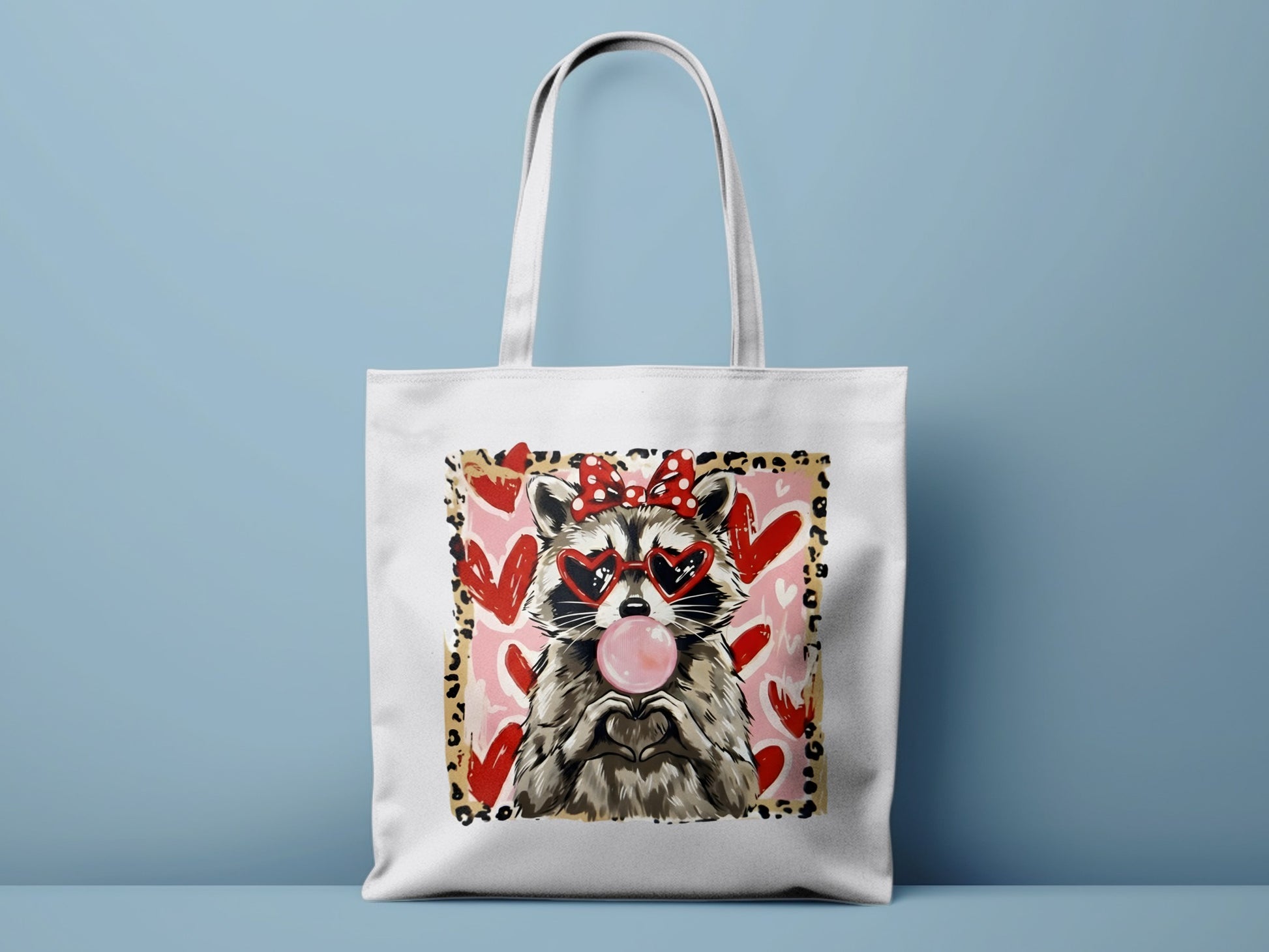 Cute Raccoon with Heart Glasses Tote Bag Product