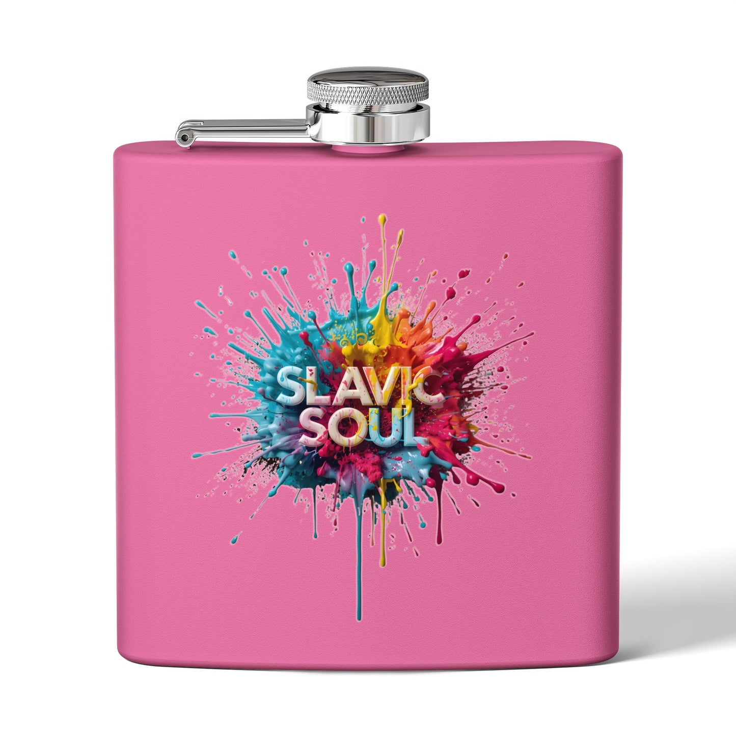 Pink Slavic Soul Splash Art Colorful Flask product type