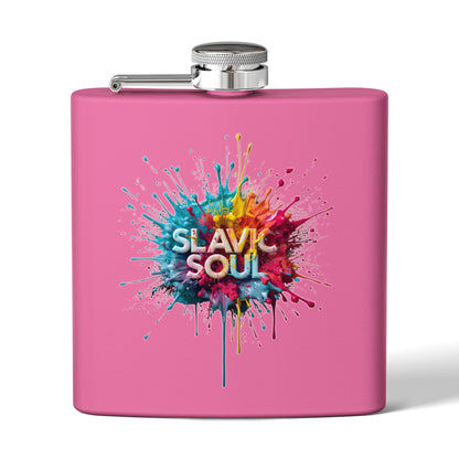 Pink Slavic Soul Splash Art Colorful Flask product type