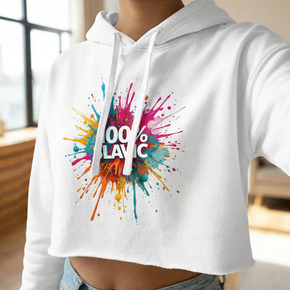 White 100% SLAVIC Colorful Paint Splatter Cropped Hoodie product type