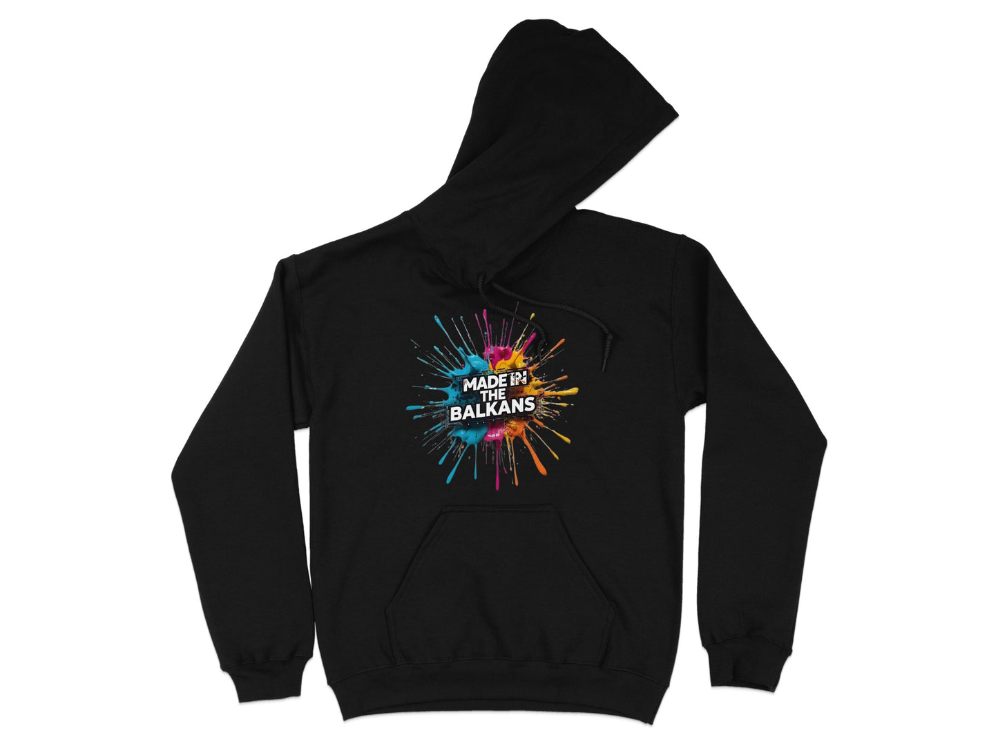 Made In The Balkans Colorful Splatter Black Hoodie product type