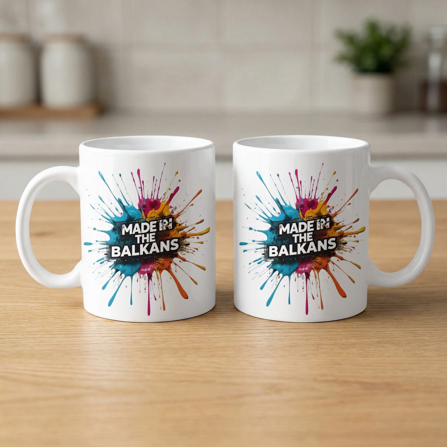 Made in the Balkans colorful paint splash design mug product type